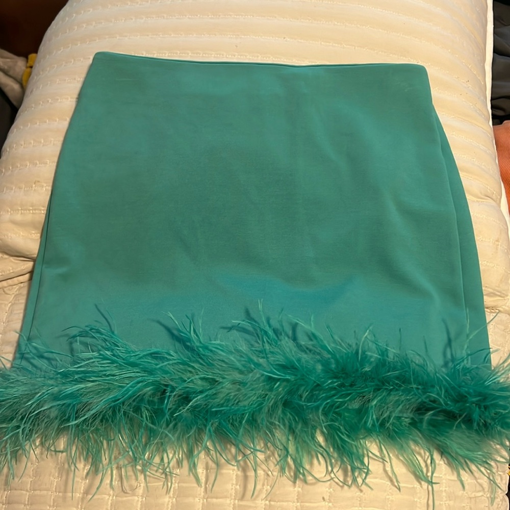 Teal skirt with fluffy bottom